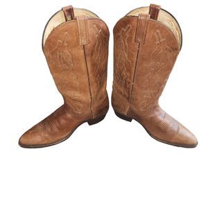 Dan Post Genuine Leather Milwaukee Cowboy Boots Marlboro Brown Mens‎ Size 11 D